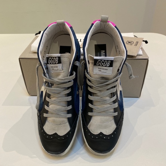 Golden Goose Mid Star Blue Denim/Pink Heel 40 NIB - Picture 10 of 12